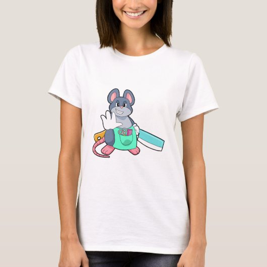 T-shirt Souris comme coiffeur avec ciseaux et comble (Devant)