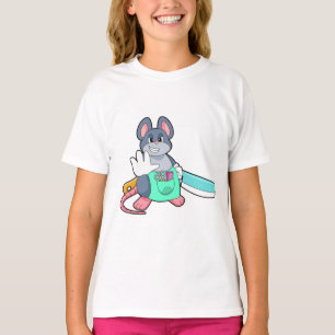 T-shirt Souris comme coiffeur avec ciseaux et comble