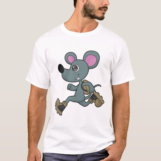 T-shirt Souris comme coureur avec sac à dos (Devant)