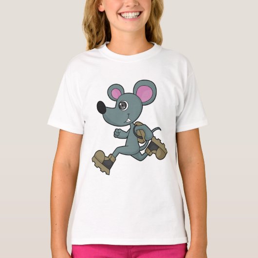 T-shirt Souris comme coureur avec sac à dos (Devant)