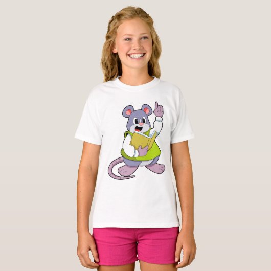 T-shirt Souris comme enseignant avec livre (Devant entier)