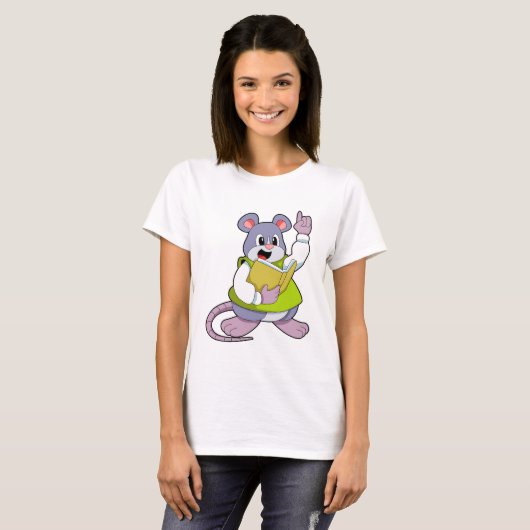 T-shirt Souris comme enseignant avec livre (Devant entier)
