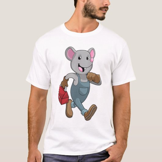 T-shirt Souris comme homme de main avec Boîte à outils (Devant)