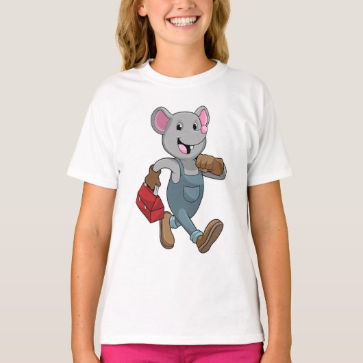 T-shirt Souris comme homme de main avec Boîte à outils (Devant)