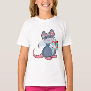 T-shirt Souris comme mariée avec voile & cadeau.PNG