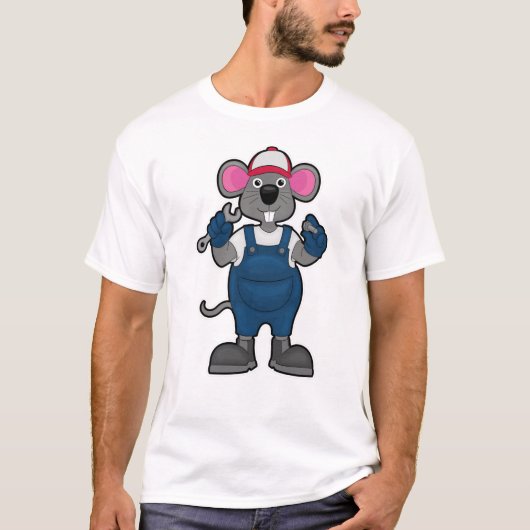T-shirt Souris comme mécanique avec spanner à vis (Devant)