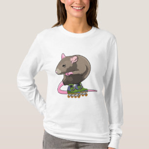 T-shirt Souris comme Patinage en ligne avec Patins en lign