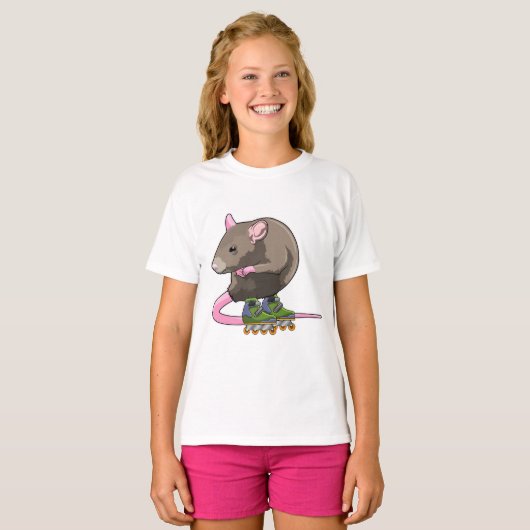 T-shirt Souris comme Patinage en ligne avec Patins en lign (Devant entier)