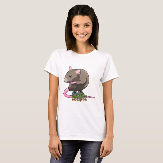 T-shirt Souris comme Patinage en ligne avec Patins en lign (Devant entier)