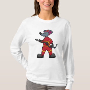 T-shirt Souris comme pompier avec tuyau