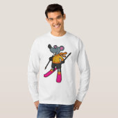 T-shirt Souris comme skieur avec ski (Devant entier)