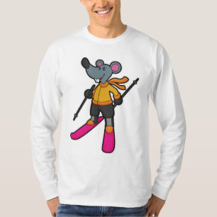 T-shirt Souris comme skieur avec ski
