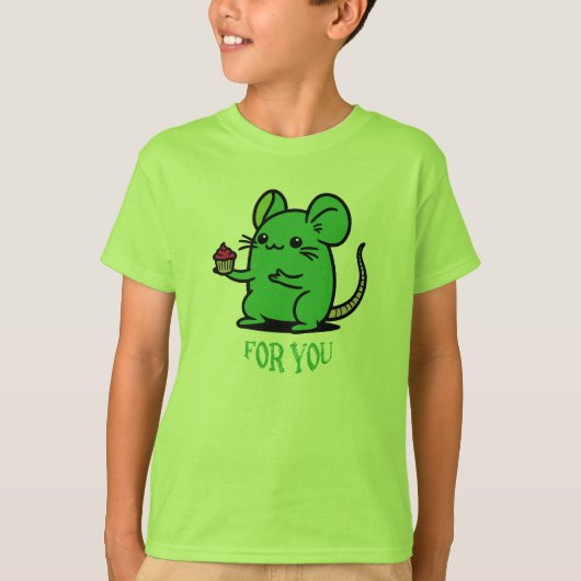 T-shirt Souris Cupcake Vert pour Vous (Devant)