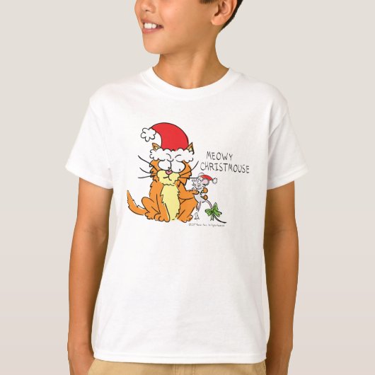 T-shirt Souris de chat Noël Drôle Cartoon mignonne (Devant)