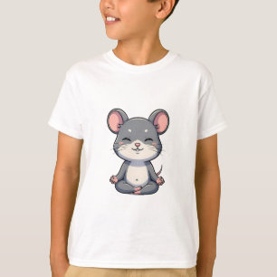 T-shirt Souris de dessin animé méditant Zen pour enfants
