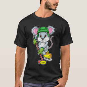 T-shirt Souris de hockey sur glace avec bâton de hockey
