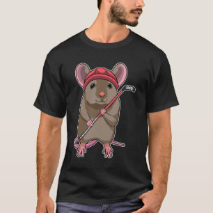 T-shirt Souris de hockey sur glace avec bâton de hockey su