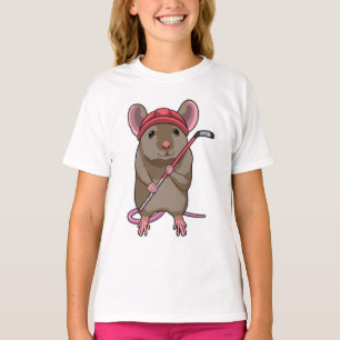 T-shirt Souris de hockey sur glace avec bâton de hockey su
