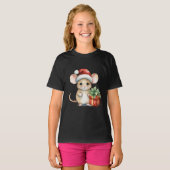 T-shirt Souris de Noël à l'aquarelle (Devant entier)