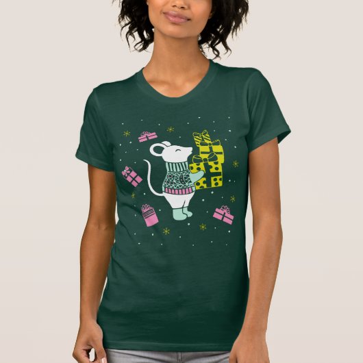 T-shirt Souris de Noël avec présentants Illustration (Devant)