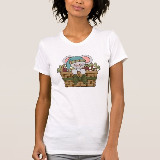 T-shirt Souris de Noël dans le panier (Devant)