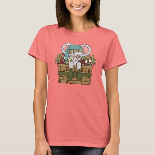 T-shirt Souris de Noël dans le panier (Devant)