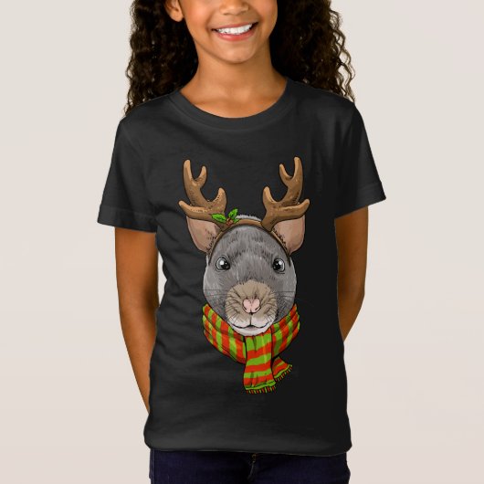 T-Shirt Souris de Noël Souris Santa Clause Reindeer Rat de (Devant)
