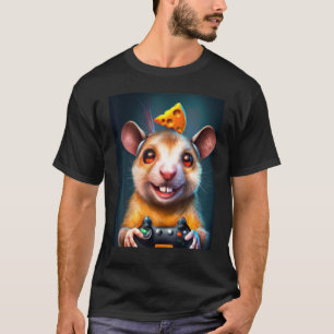 T-shirt Souris de rat avec contrôleur de jeu et fromage