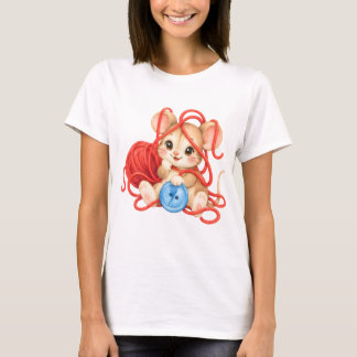 T-shirt Souris douillette avec pelote de fil