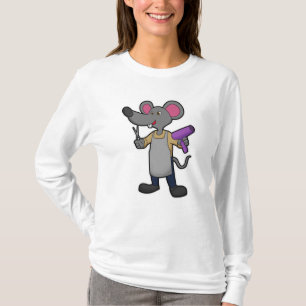 T-shirt Souris en coiffeur avec ciseaux et sèche-cheveux