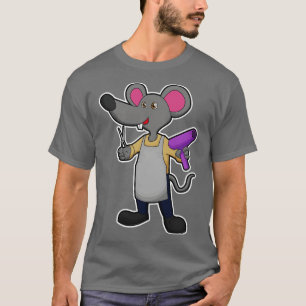 T-shirt Souris en coiffeur avec ciseaux Sèche-cheveux