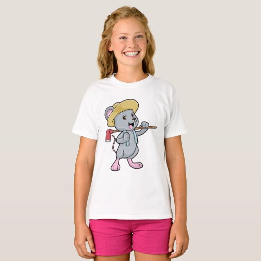 T-shirt Souris en fermier avec Ax et Casquette (Devant entier)