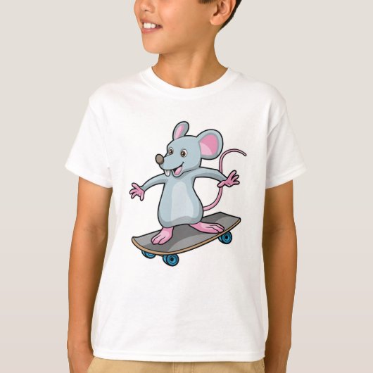 T-shirt Souris en skate avec skateboard (Devant)
