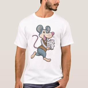 T-shirt Souris en tant que secrétaire avec papier