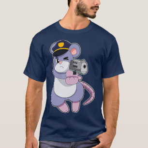 T-shirt Souris en tant qu'officier de police avec casquett