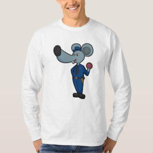 T-shirt Souris en tant qu'officier de police avec Donut