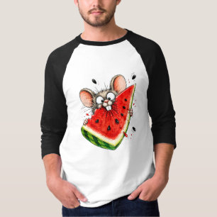 T-shirt Souris joyeuse mange pastèque
