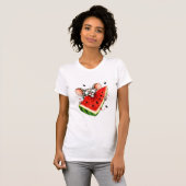 T-shirt Souris joyeuse mange pastèque (Devant entier)