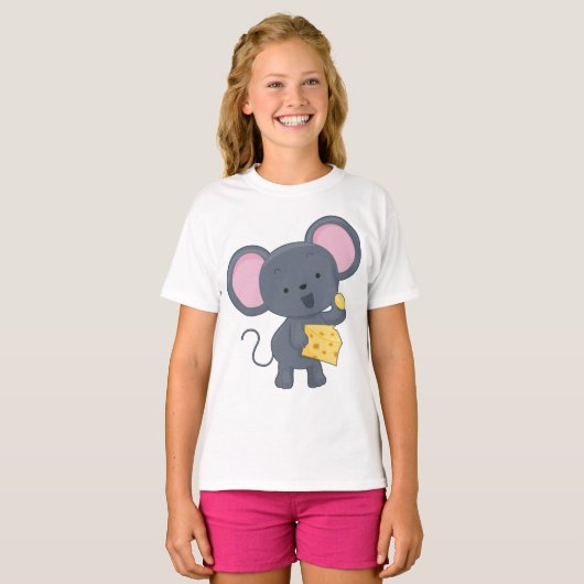 T-shirt Souris manger du fromage (Devant entier)