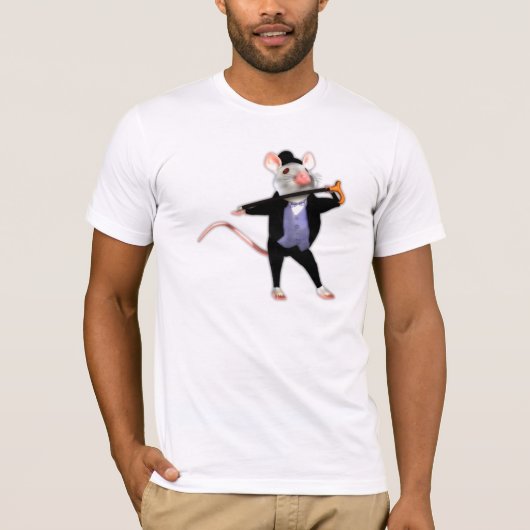 T-shirt Souris mignonne Dapper, souris Dancing Cartoon (Devant)