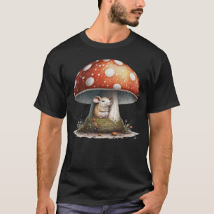 T-shirt Souris mignonne sous un champignon dans la pluie 1