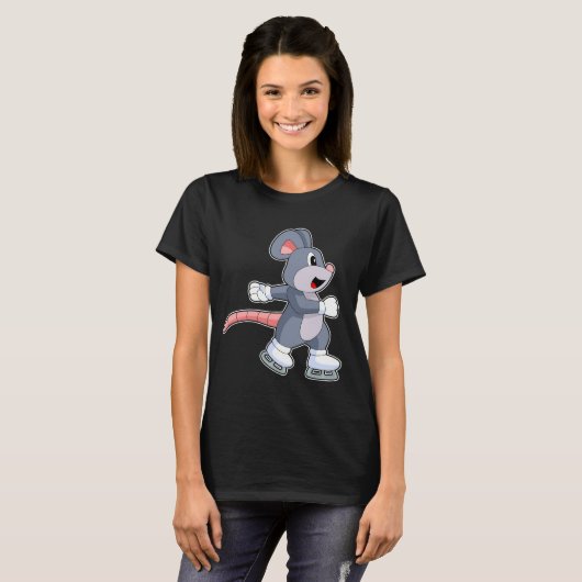 T-shirt Souris Patinage sur glace Patins sur glace (Devant entier)