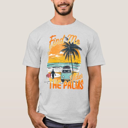 T-shirt Sous la plage de Palms Retro (Devant)