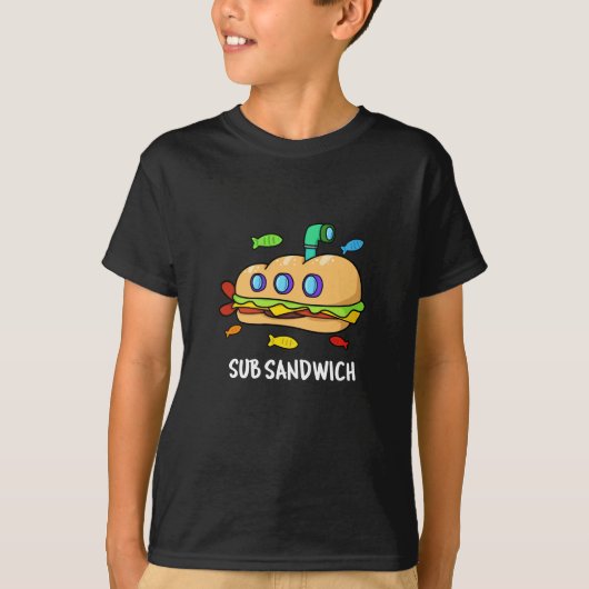 T-shirt Sous Sandwich Funny Food Pun Dark BG (Devant)