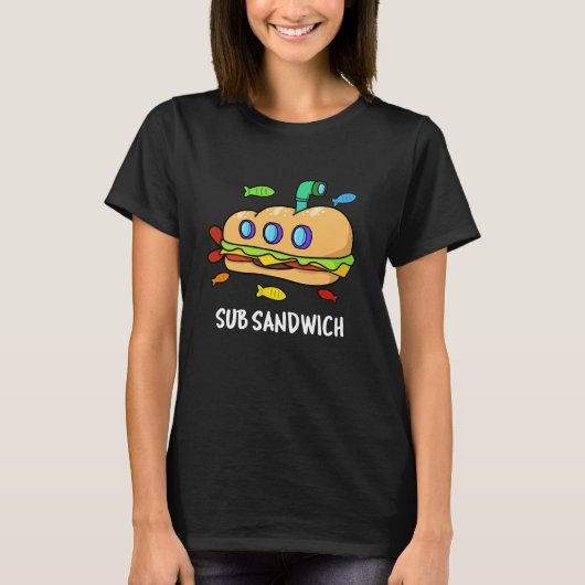 T-shirt Sous Sandwich Funny Food Pun Dark BG (Devant)