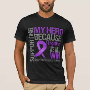 T-shirt Soutenant mon héros - conscience de Cancer