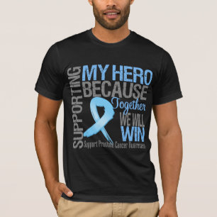 T-shirt Soutenant mon héros - conscience de cancer de la