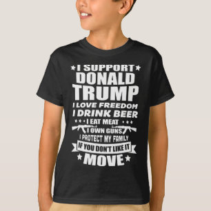 T-shirt Soutenez Donald Trump I Love Freedom I Drink Beer