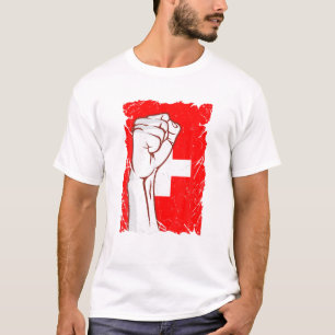 T-shirt Soutenez la balle Drapeau Suisse de football 2022