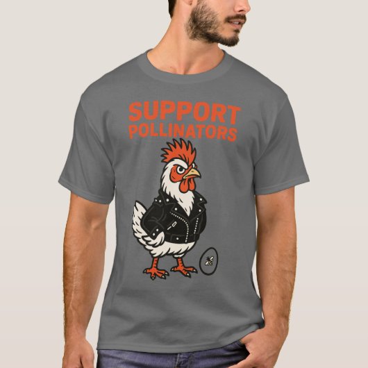 T-shirt Soutenez les Polinisateurs Magnifique Coq en Blous (Devant)